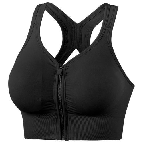 Zip Up Sports Bras For Women Full Coverage Yoga Bra