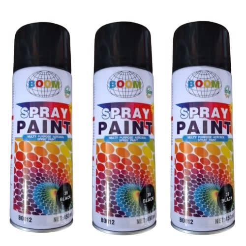 Boom Spray Paint  - 450ml X 3pcs - Black