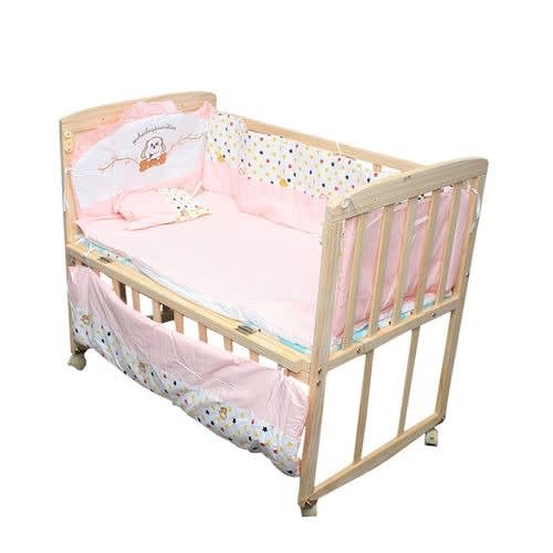 Wooden Baby Cot  -Peach
