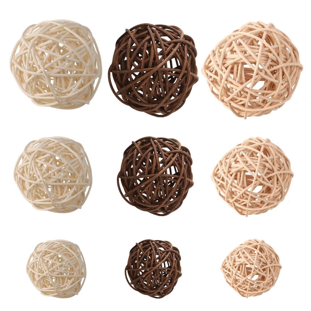 21 PcsLot Mixed 3 Colors Rattan Balls Vase Fillers for Wedding Party  Assorted Three Size3cm5cm7cm
