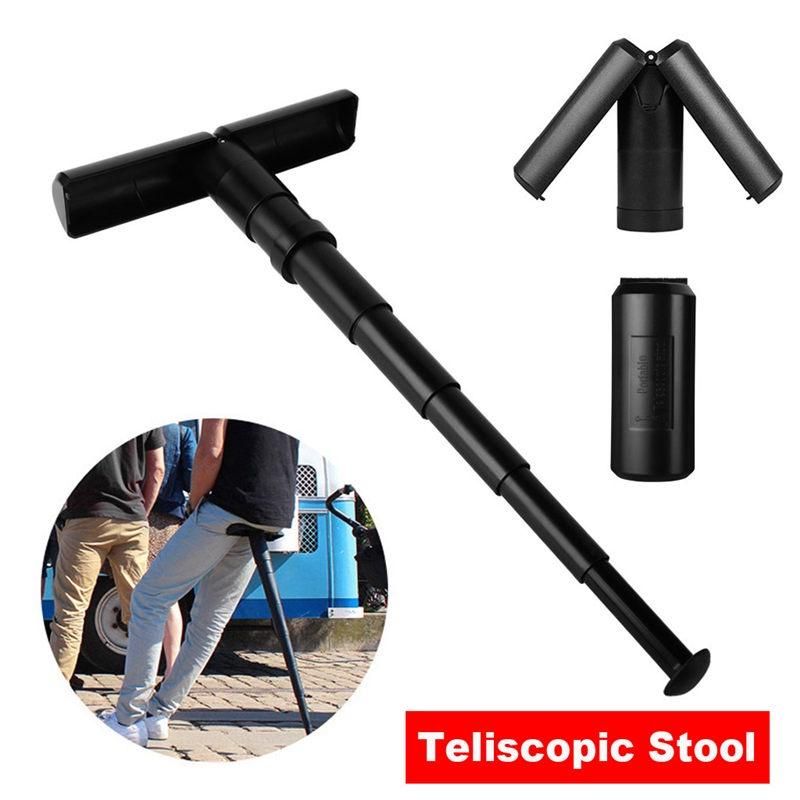 Portable Folding Seat Walking Stick Cane Adjustable Height Teliscopic Stool