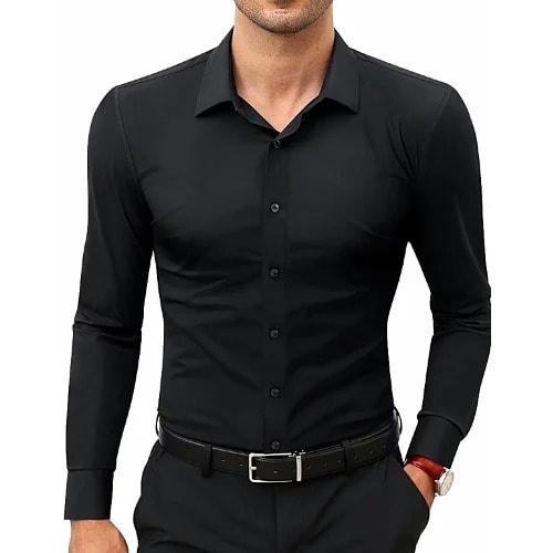 Men's Long Sleeve Shirt- Black