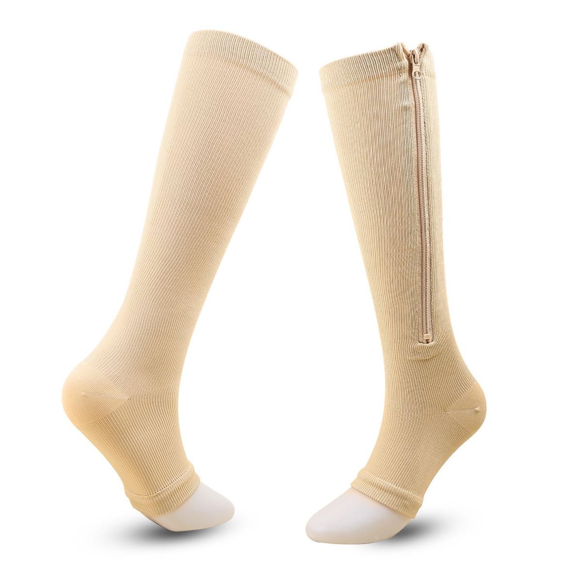Women's Compression Socks Open Toe Calf Zipper Comfortable Breathable Knee Socks