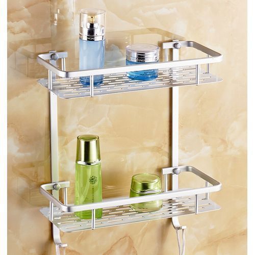 Double Layers Aluminum Wall Mounted Storage Shelf Rack