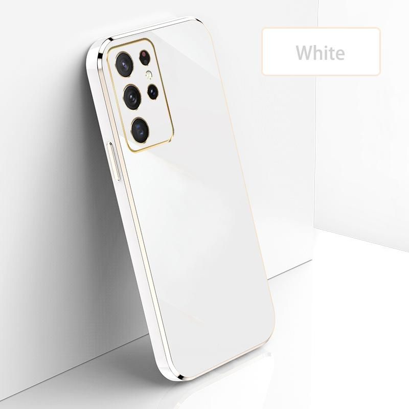 Ultra Thin Plating Phone Case for Samsung Galaxy S21 Ultra 5G Lens Protection soft Phone Back Cover-White
