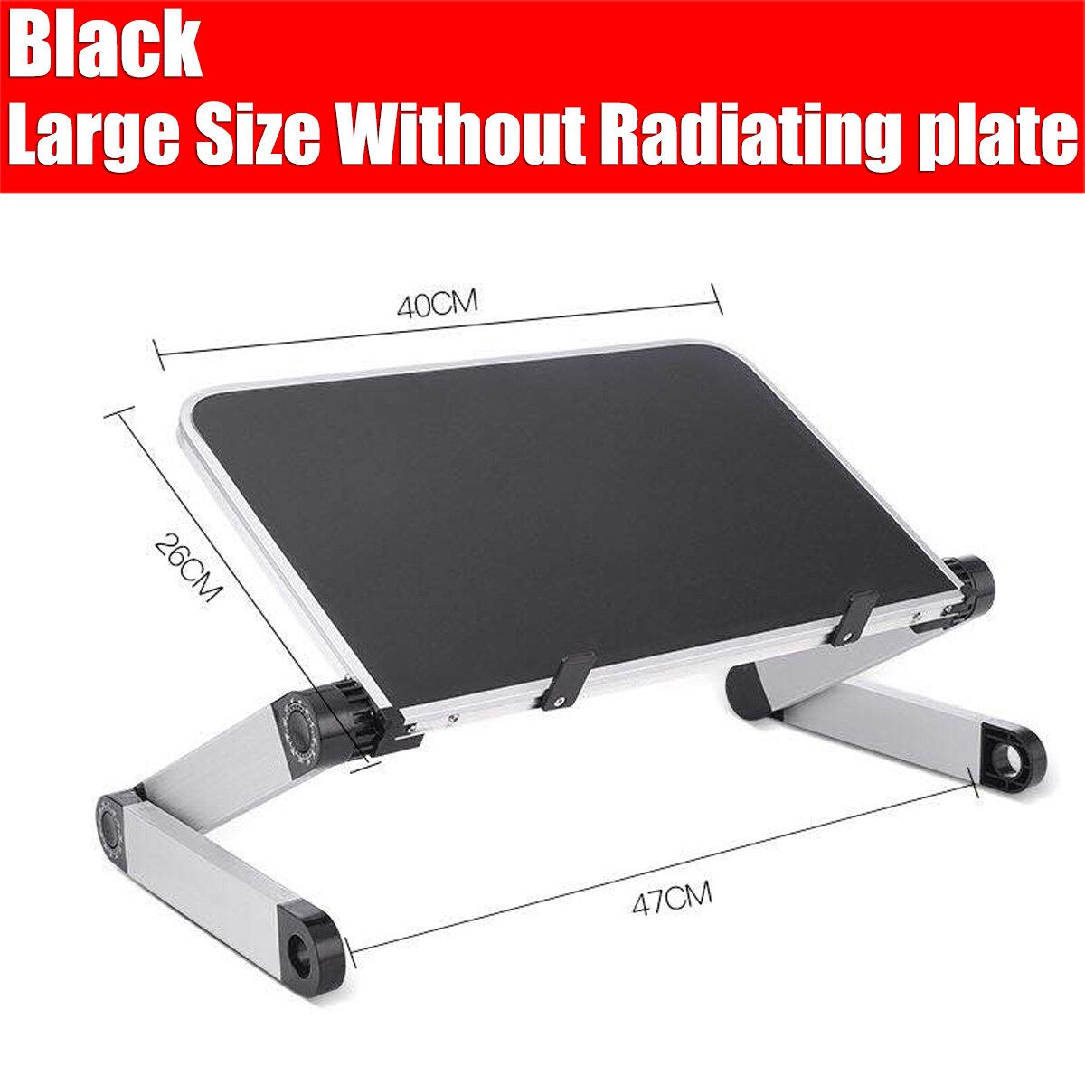 (40x26cm) Portable 360&deg; Adjustable Aluminum Laptop Stand Desk Table With Adjustable Stand With Plate Mouse Board Ergonomic Design For Using In Bed,Sofa Carpet Gifts -- Black / White Black-No Radiator Plate