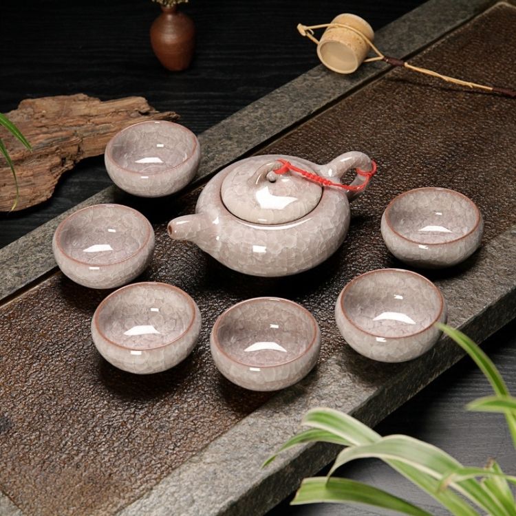 Teacups 7 In 1 Ceramic Tea Set Ice Crack Glaze Kung Fu Teaware Set