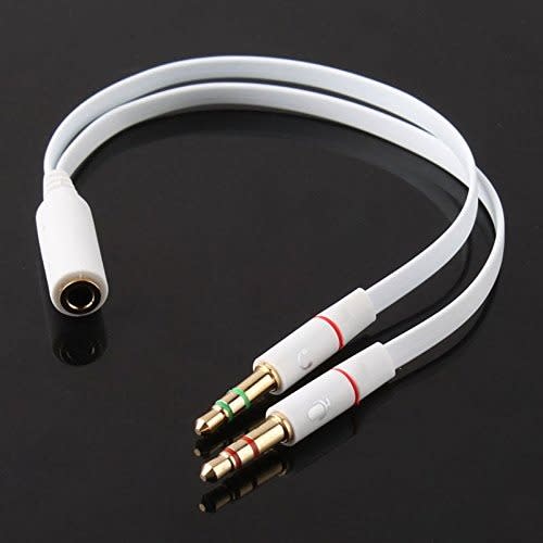 3.5mm Headphone Mic Audio Y Splitter Cable Female To Dual Male Converter Adapter
