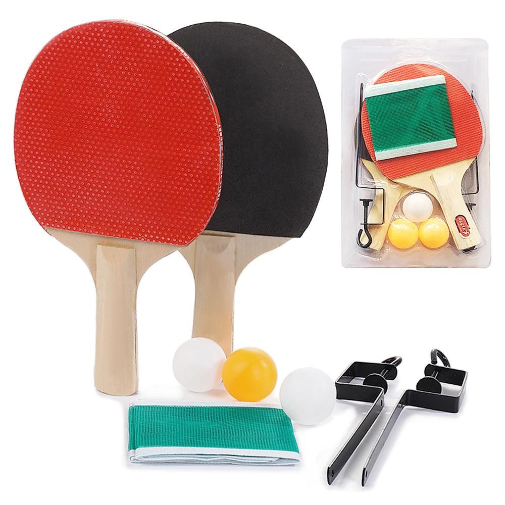Portable Retractable Ping Pong Post Net Rack Ping Pong Paddles Quality Table Tennis Rackets Set Ping Pong Training Adjustable Extending Net Rack Paddle Bats Sports  Accessories Racquet Bundle Kit with 3 Balls For Both Indoor and Outdoor