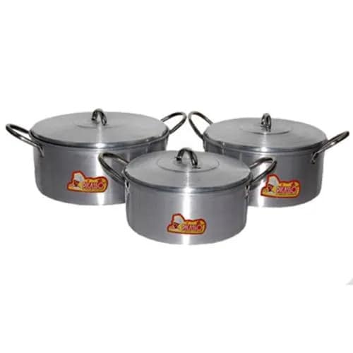 Giant Size Aluminium Cooking Pots - Sets Of 3 - 16"/ 18" / 20"