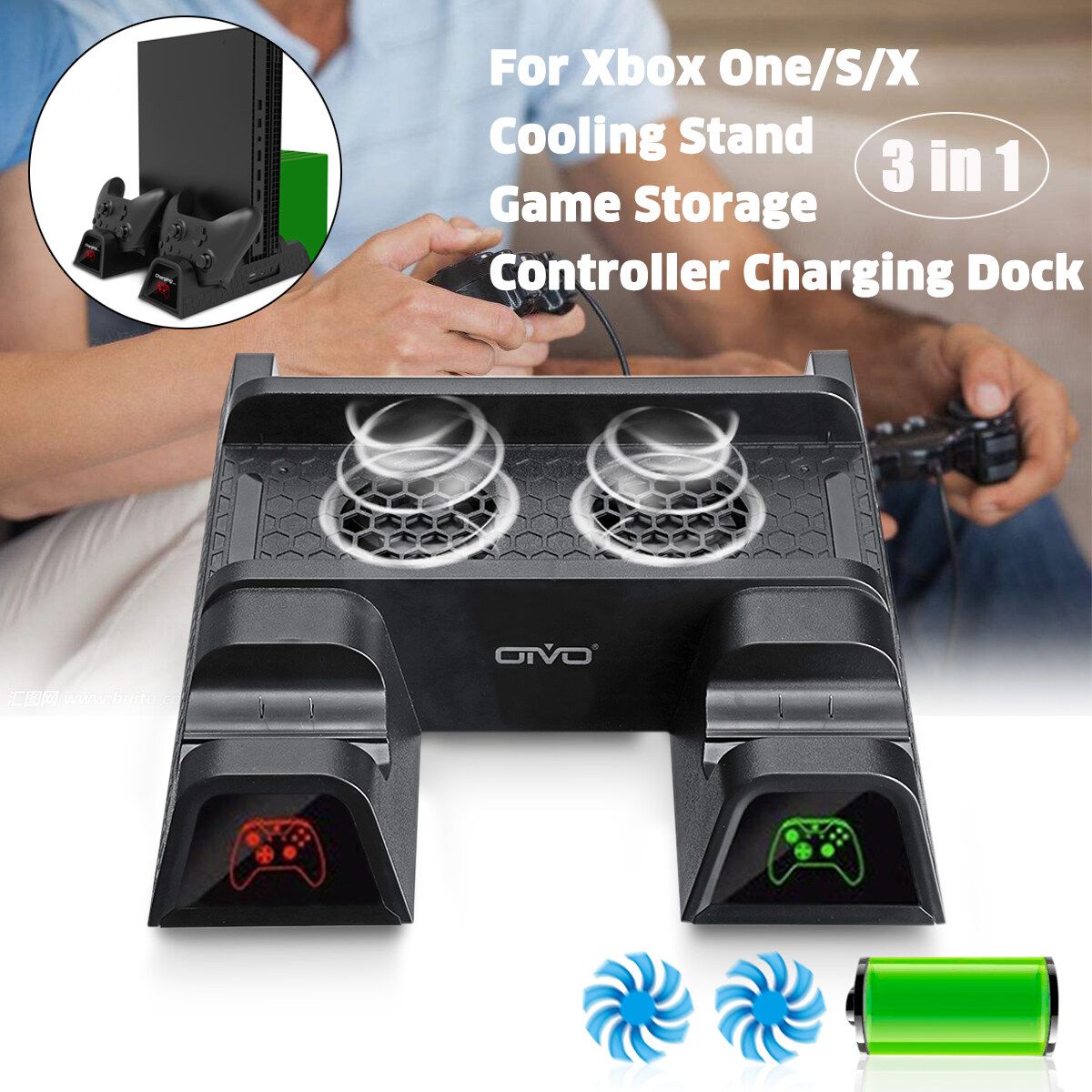 Multi-functional Cooling Stand Fan Vertical Charging CD Storage For XBOX ONE