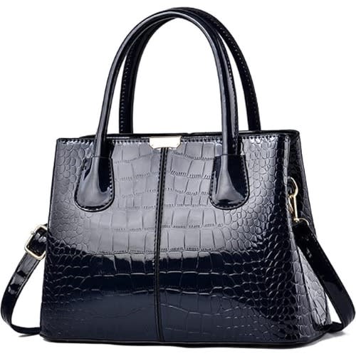 Crocodile Pattern Handbag - Black