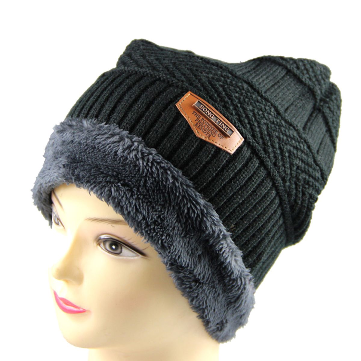 Men Winter Warm Knitting Hat Soft Warm Knitted Cap