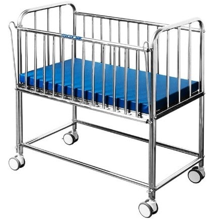 Adjustable Stainless Steel Hospital Baby Bed