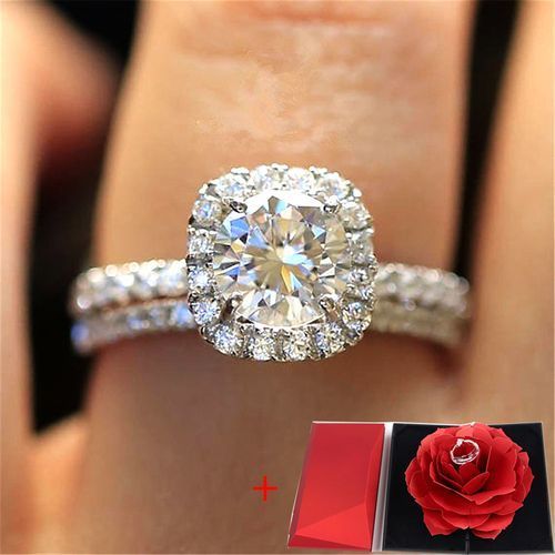 Diamond Engagement Ring For Women +ring Box