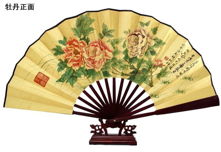 Hand Silk Custom Printed Show Fabric Classic 10" Folding Fan Chinese Fan Logo Gift Dance Bamboo Traditional Large Fan Men
