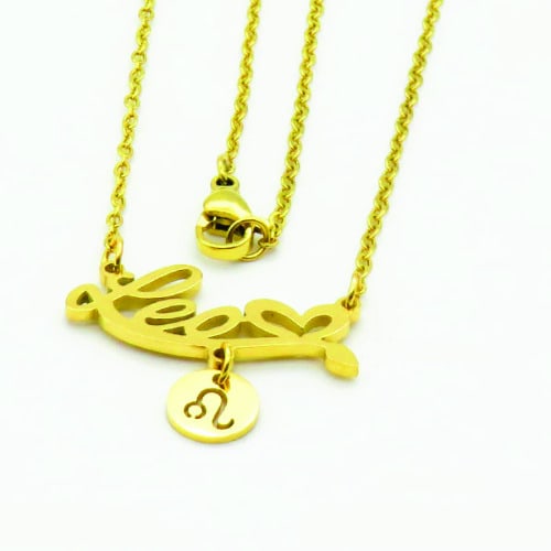 Zodiac Sign Tag Necklace - Leo