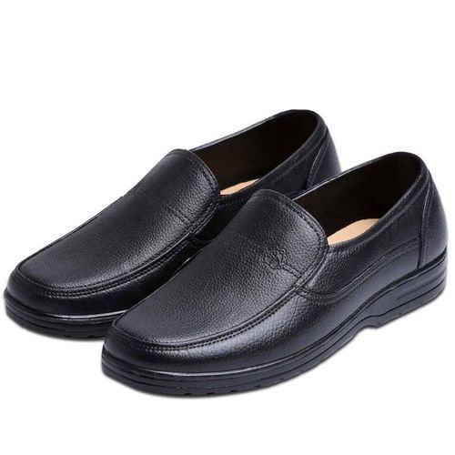 Male Waterproof Slip Casual Shoes Imitation Leather - Black