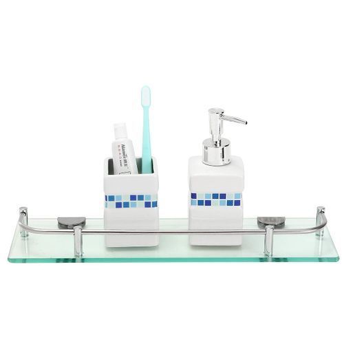 Modern Glass Holder Rectangle Shelf Wall - 38.5cm