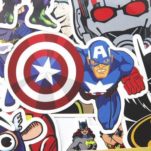 50 Pcs Stickers For Super Hero Cartoon Stickers For Laptop Decal Fridge Skateboard Batman Superman Hulk Iron Man