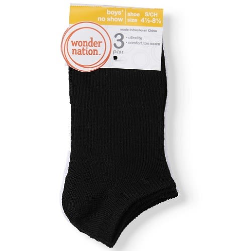 Kids No Show Socks - 3 Pairs -Black
