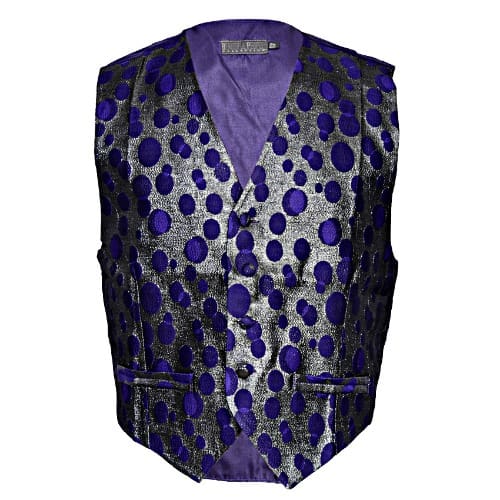 Premium Dot Pattern Waistcoat - Purple & Silver - MWC-1424