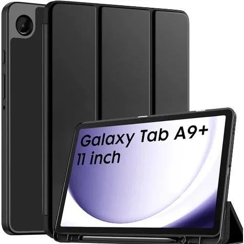 Leather Flip Case Cover For Samsung Galaxy Tab A9+  - Black