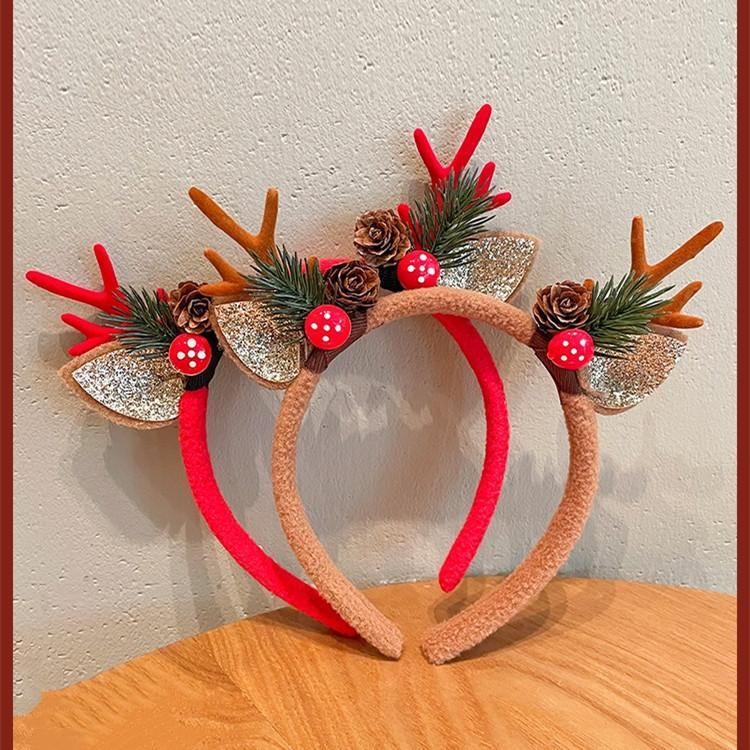 Antler Christmas Hair Band New Activity Party Elk Hair Ball Bell Hair Band