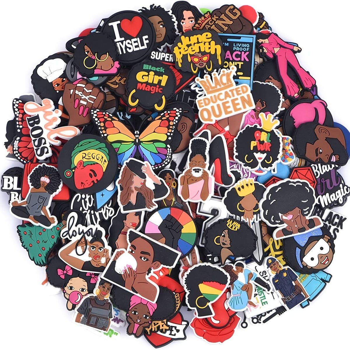 Lot Of  Black Shoe Charms For Crocs Jibbitz Sandals