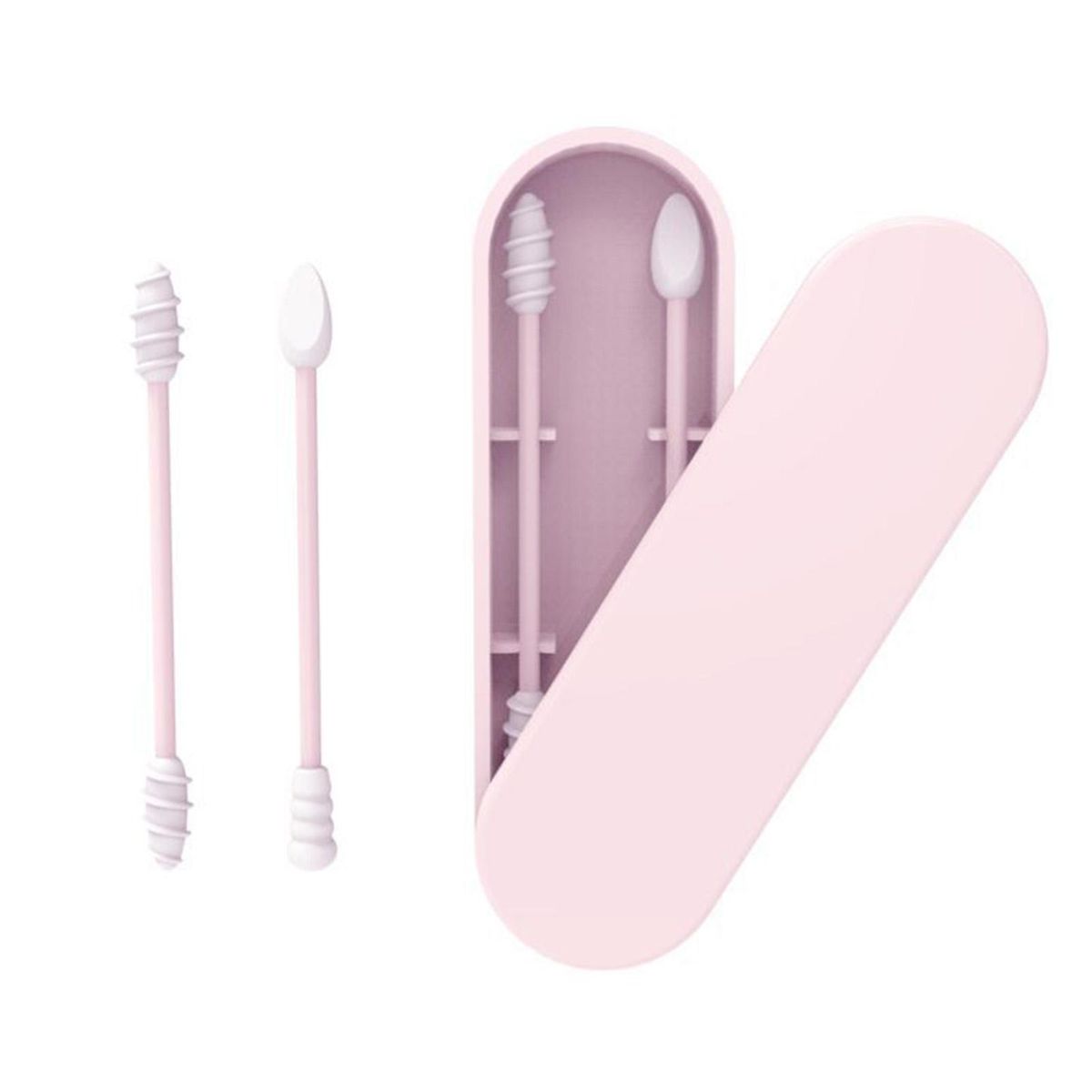 Silicone Cotton Swabs Stick Reusable Portable and Cleanable Ear Cotton Swabs for Ear Cleaning Makeup 2Pcs