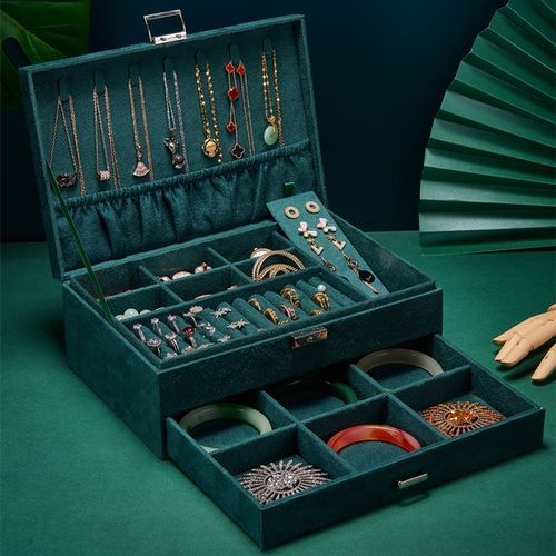 Luxury Jewelry Box Organizer:2 Layers & Many Compartments