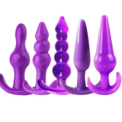 5pcs Anal Plug Set With Hot Kiss Lubricant - Purple