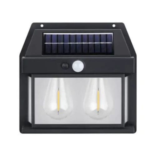 Double Bulb Solar Rechargeable Wall Mount Security Light Sensor Bulb