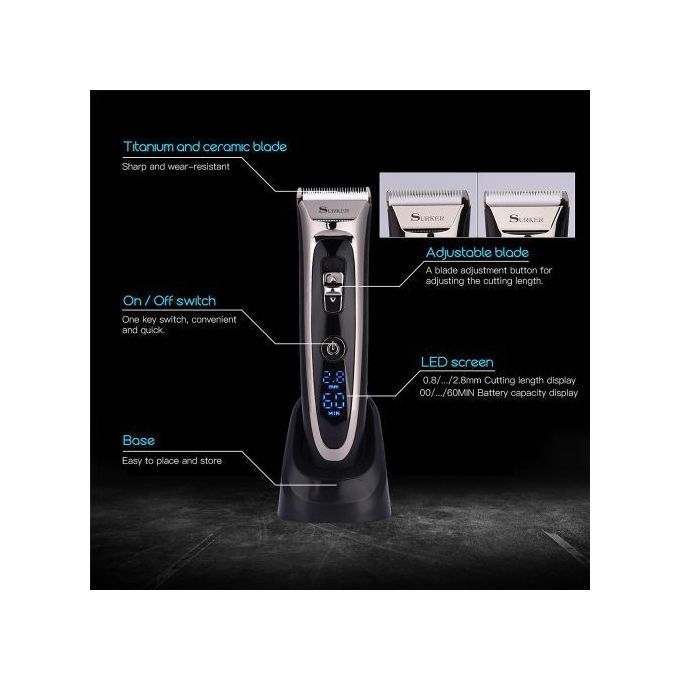 Rechargeable Hair Clipper Men Electric Hair Trimmer LED Display Hair Cutting Machine