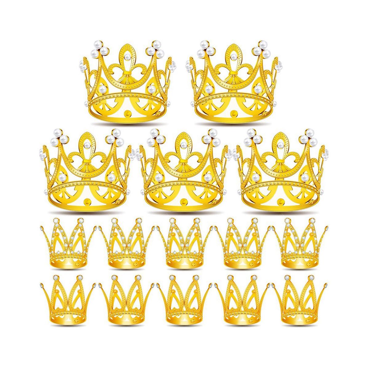 15Pcs Crown Cake Topper, Mini Baby Cupcake Crowns for