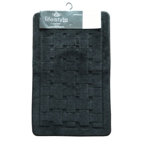 Machine Washable Bath Rug - 2 Pieces - Black