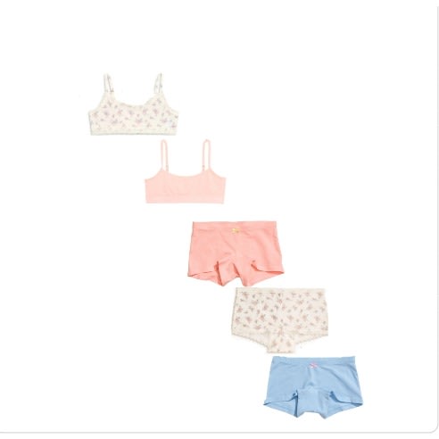 5 Pc Girls Crop Tops & Briefs Set