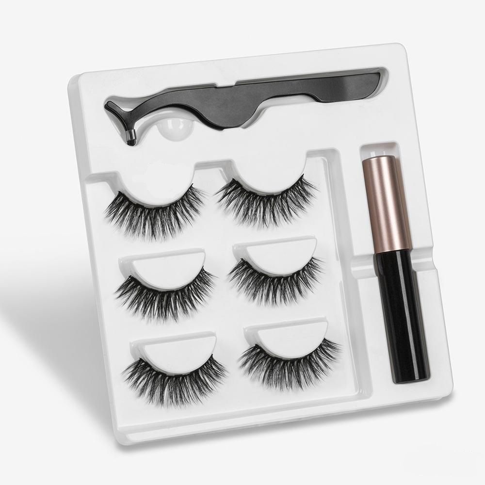 EyeLashes Thick Eye Lashes Magnetic Eyeliner & Lashes 3 Pair
