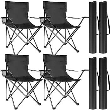 Foldable Outdoor Beach And Camping Chair - Black