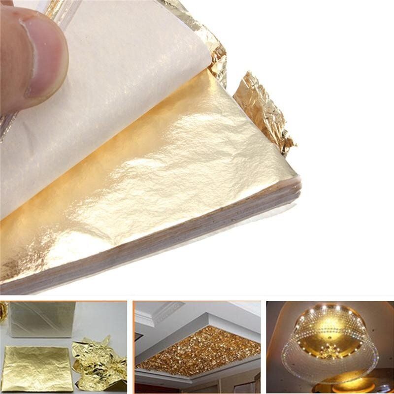 5pcs 1000 Gold Foil Gold Leaf Sheet Copper Leaf Sheet Transfer Leaf Sheet 16x16cm