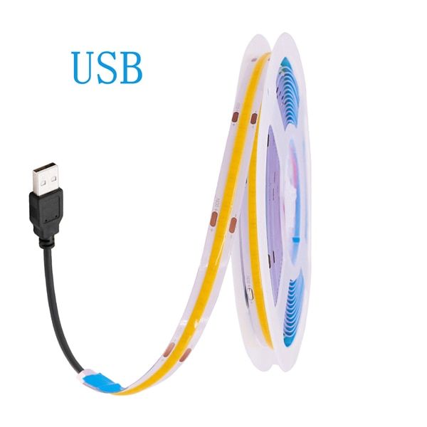 DC 5V LED COB Strip Light USB High Density Linear Lighting 320LED Flexible Tape Lights Warm Natural White Red Blue Green Decor-USB-Natrual White-5m-