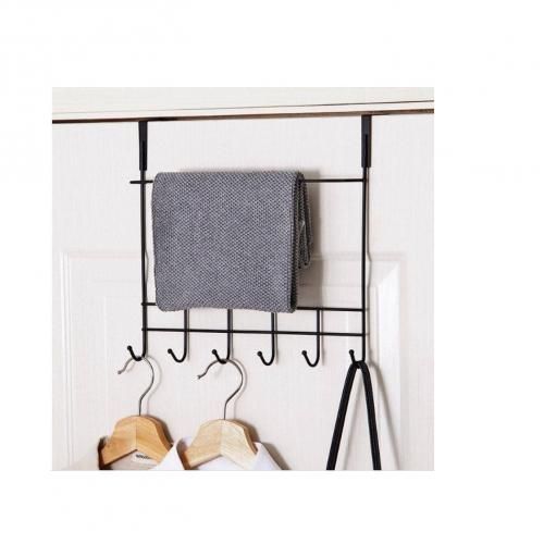Metal Over The Door Hanger With Towel Rail -6 Hooks