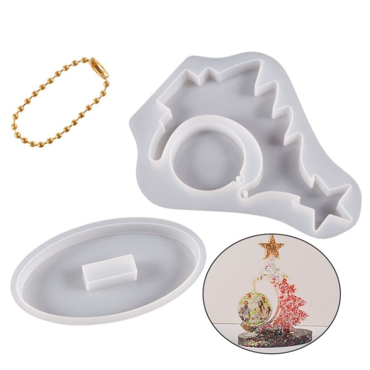 Crystal Epoxy Christmas Mold With 10pcs Gold Bead Chain