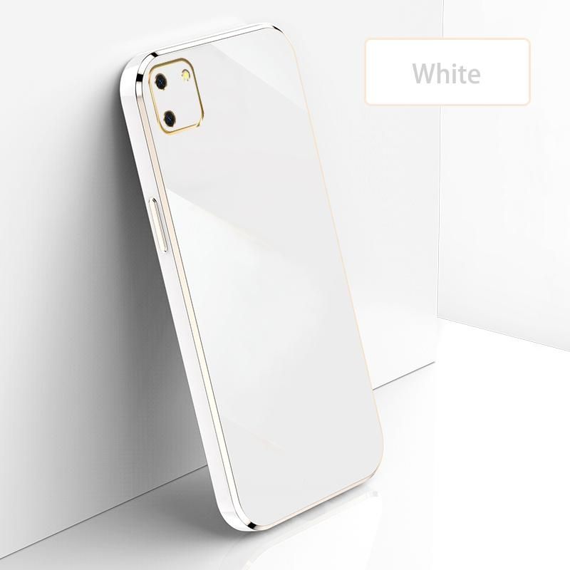 Ultra Thin Plating Phone Case for Realme C11 Lens Protection soft Phone Back Cover-White