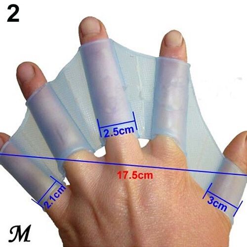 Swimming Finger Webbed Gloves Silicone Flippers Fins Paddle