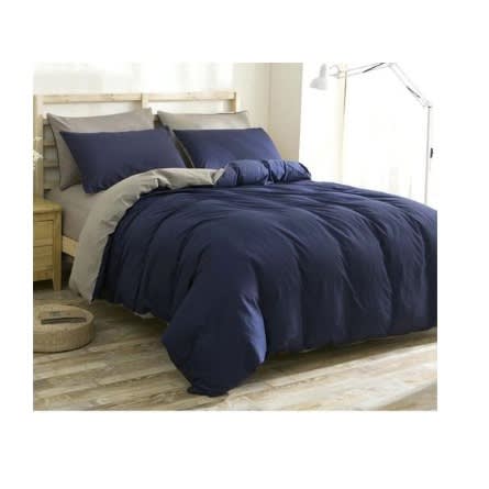 Navy Blue/ash Duvet, Bedsheet And 4 Pillow Cases