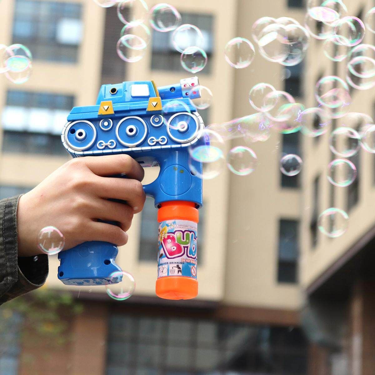 Electric Flashing LED Light-Up Bubble Tool Music Machine Outdoor Kids Toy Gift 189 Tank (blue)