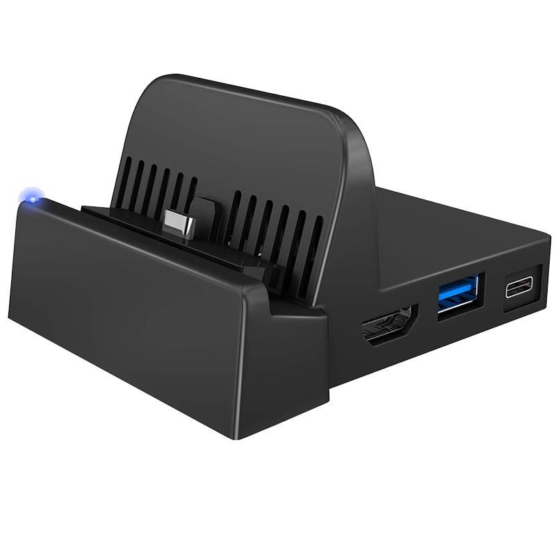 Portable Mini Switch TV Docking Station Charging Stand Repment Set Switch to with Extra 1Pcs USB 30 Port