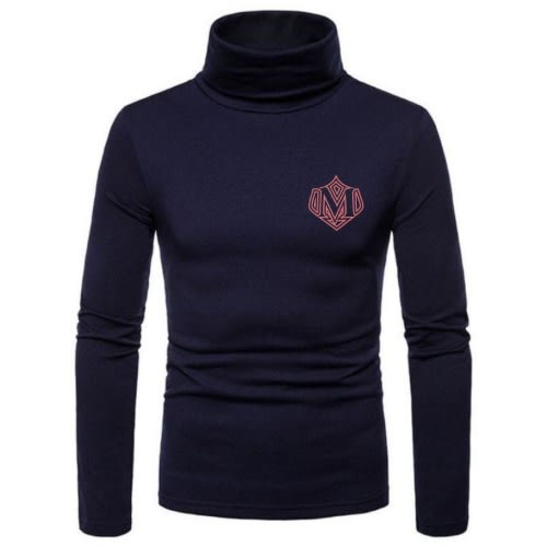 Crested  Turtleneck Long sleeved Tshirt - Navy Blue