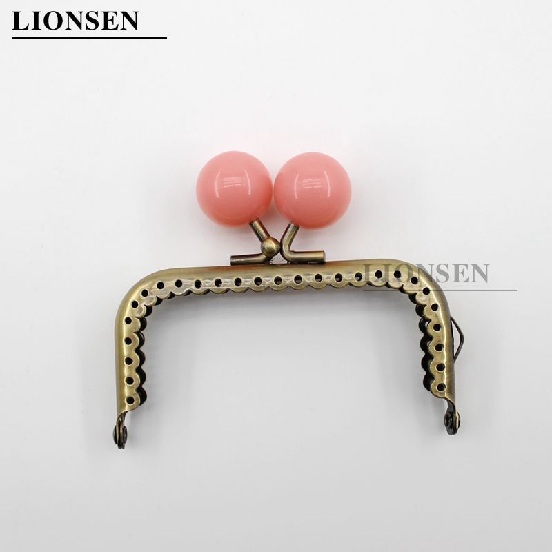 8.5cm Big Beads Antique Bronze Square Metal Purse Frame Handle For Clutch Bag Handbag